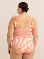 Coral Gingham Underwire Crop Tankini Top
