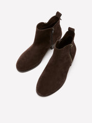 Extra Wide Width, Brown Suede Zipper Ankle Bootie