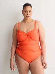 Orange Bandeau High-Leg One-Piece Swimsuit