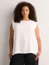 Responsible, Straight Extended-Sleeve Silky Blouse with Decorative Buttons