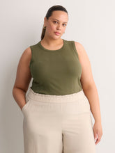 Grey Pointelle Knit Fitted Tank Top