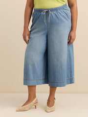 Light Cotton Mid-Rise Denim Culotte Pants - d/C JEANS