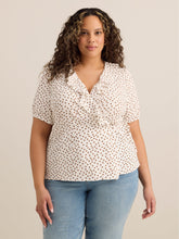 Short-Sleeve Ruffled Wrap Blouse - Addition Elle