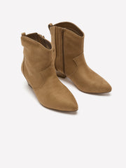 Extra Wide Width, Taupe Block-Heel Western Booties