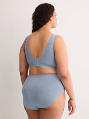 Blue Wireless Padded Scalloped Lace Bra - ti Voglio