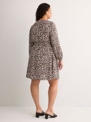 V-Neck Long Balloon Sleeve Empire Waist Dress