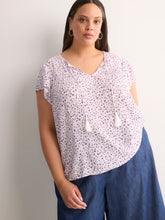Floral A-Line Split-Neck Blouse