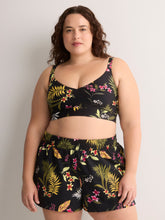 Black Floral Crop Bikini Top