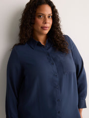 Responsible, Silky Buttoned Down Tunic Shirt