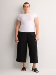 Woven Wide-Leg Slip-On Cropped Pant