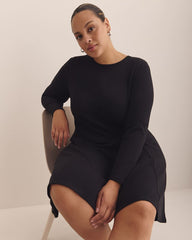 Long-Sleeve Fit and Flare Dress with Princess Seam