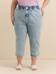 High-Rise Cropped Tapered-Leg Paperbag Denim Pant - d/C JEANS
