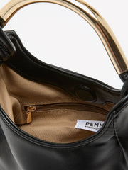 Faux Leather Dressy Bag with Golden Handle - Addition Elle