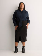 Black Pull-On Pencil Skirt