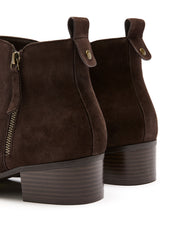 Extra Wide Width, Brown Suede Zipper Ankle Bootie