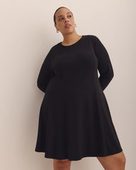 Long-Sleeve Fit and Flare Dress with Princess Seam