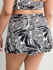 Printed High-Waist Swim Skirt With Built-In Brief
