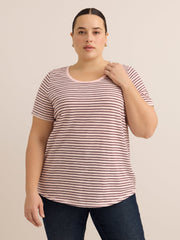 Curvy-Fit Striped Short-Sleeve Crew-Neck Tee