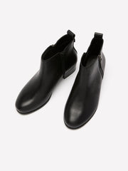Extra Wide Width, Black Leather Zipper Ankle Bootie