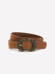 Denim Belt with Embellished Buckle