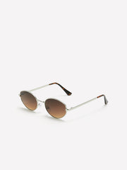 Round Silver Metal Sunglasses
