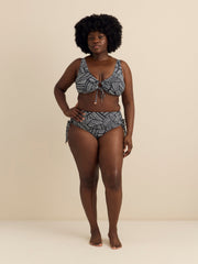 Black Geometric-Print Ronda Bikini Bra - Raisins Curve