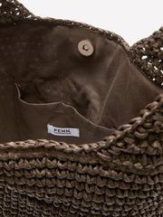 Straw Tote Bag with Buckle Strap