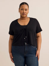 Tie-Front Short-Sleeve Cardigan