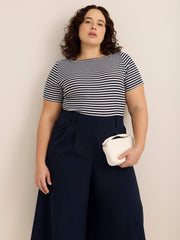 Striped Boat-Neck Rib Knit Baby Tee