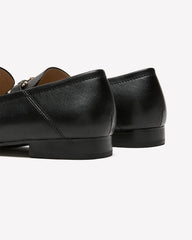 Extra Wide Width, Leather Loafer with Gold Ornament