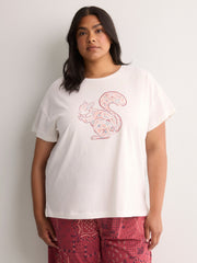 Short-Sleeve Boxy Pyjama Top with Snow White Print - tiVOGLIO