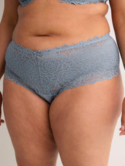 Full Blue Brief with Lace Waistband - Déesse