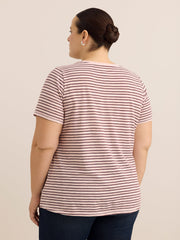 Curvy-Fit Striped Short-Sleeve Crew-Neck Tee