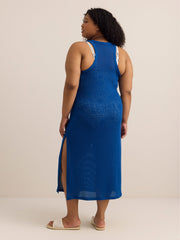 Long Mesh Cover-Up Dress with Side Slit