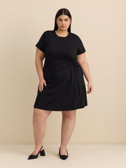Responsible, Short-Sleeve Scoop-Neck Dress with Side Knot