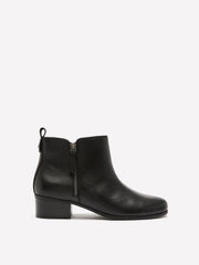 Extra Wide Width, Black Leather Zipper Ankle Bootie