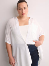 Loose-Fit Short-Sleeve Crinkle Buttoned-Down Tunic