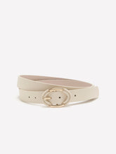 White Faux Leather Belt with Rope Oval Buckle
