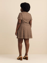 Short Flutter-Sleeve Wrap Dress - Addition Elle