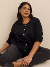 Button-Up Short Cardigan with Pockets