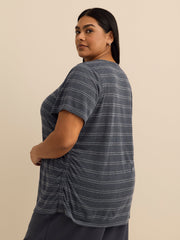 Crew-Neck T-Shirt with Side Shirring Detail - Active Zone