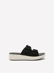 Wide Width, Double Buckle Drift Faye Slip-On Sandal - Clarks