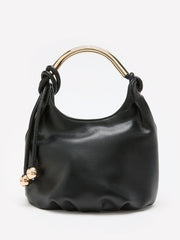 Faux Leather Dressy Bag with Golden Handle - Addition Elle