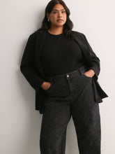 Printed Black High-Rise Barrel-Leg Jeans - d/C jeans