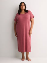 Heather Red Textured Long Short-Sleeve Sleepshirt - tiVOGLIO
