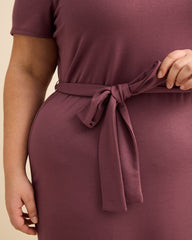 Plum Knit Dress with Removable Belt