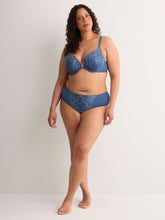 Cheeky Blue Microfibre Brief with Embroidered Mesh - Déesse