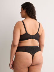 Black Unlined Underwire Double-Layer Lace Bra - Déesse Collection