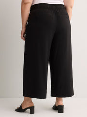 Woven Wide-Leg Slip-On Cropped Pant