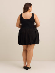 Boat Neck Mixed Media Dress with Bubble Skirt - Addition Elle